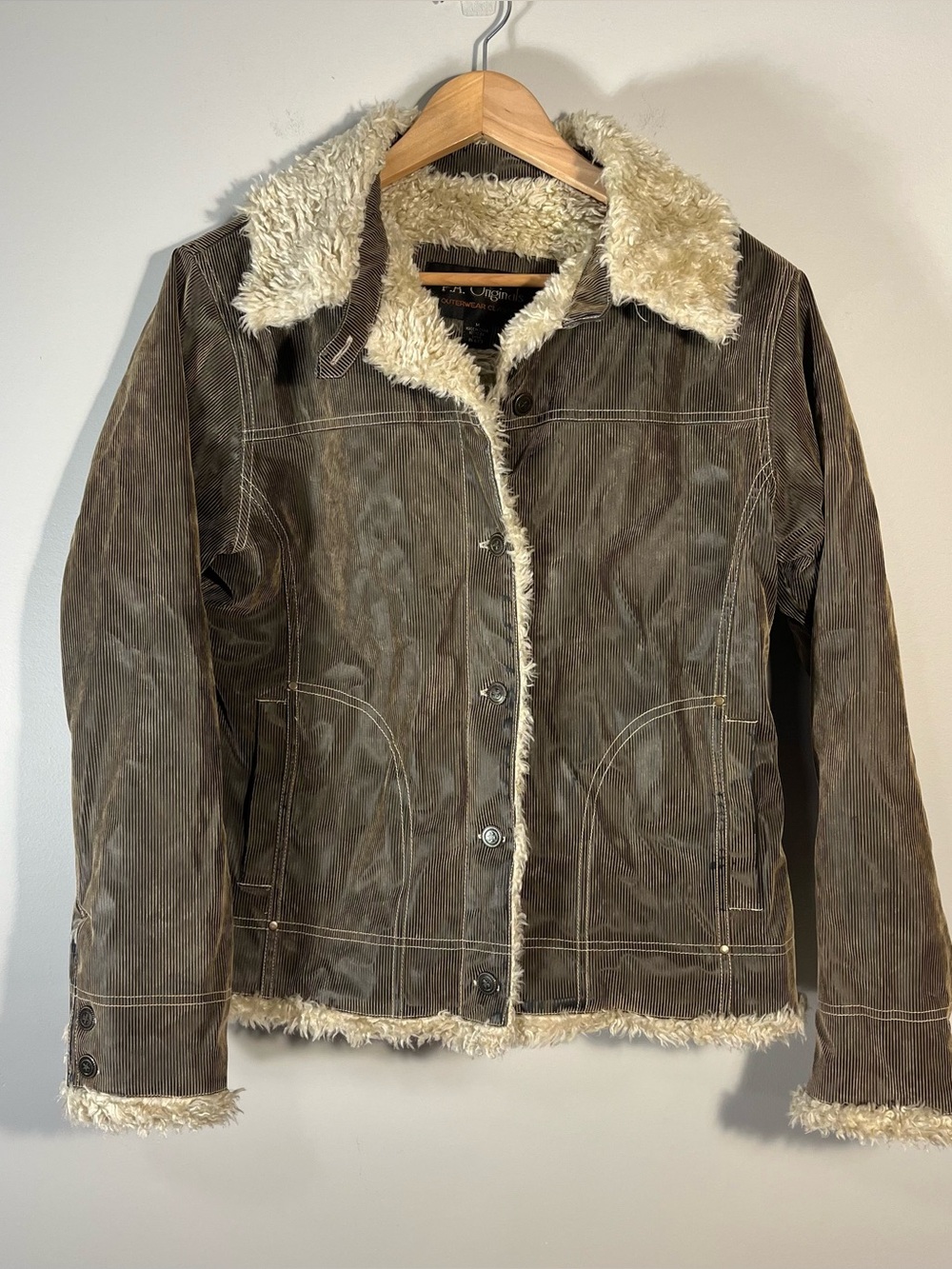 Y2K Vintage P.A. Originals Corduroy Bomber Jacket Faux-Shearling Brown M